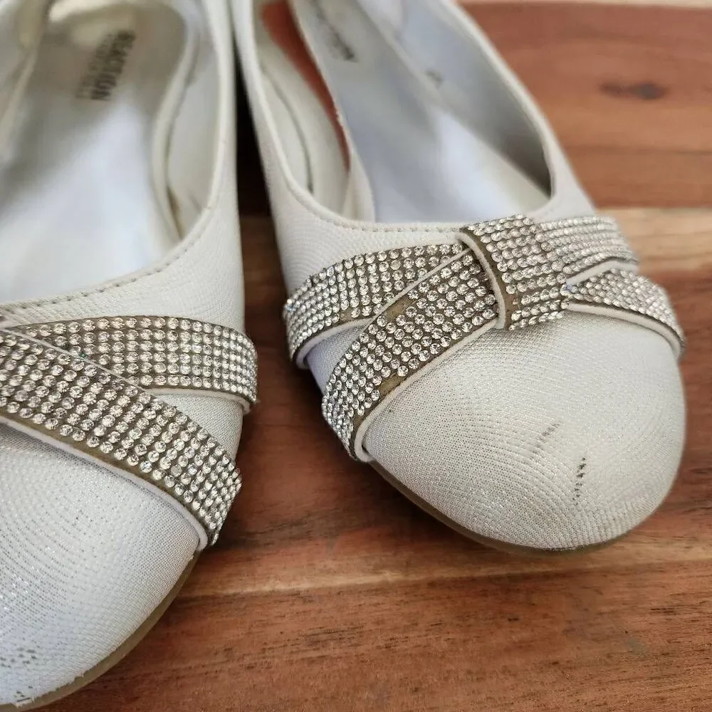 Kenneth Cole reaction young girls youth slip-on ballet flat size 3 Glam silver r